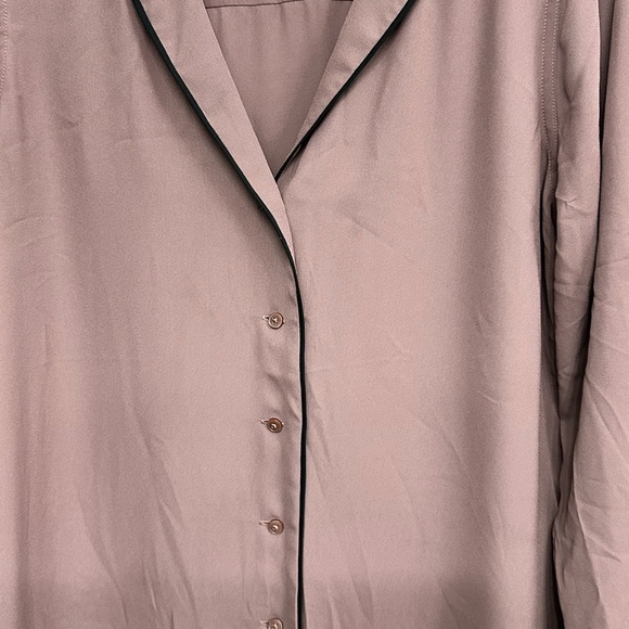 Express Purple Button Down w/Black Piping Sz Med Eclectic Grandpa City Girl - Picture 2 of 9